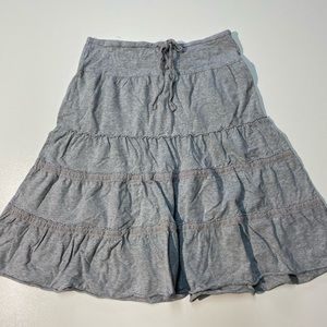 Ann Taylor Loft Grey Cotton Tiered Skirt Small
